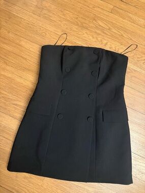 H&M Black Strapless Double-Breasted Mini Dress